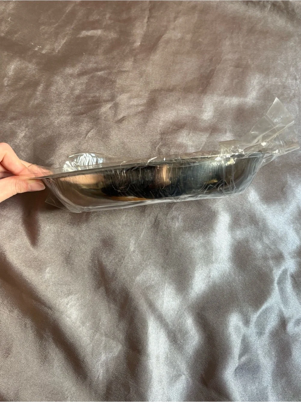 Decorative Oval Metal Tray in Silver